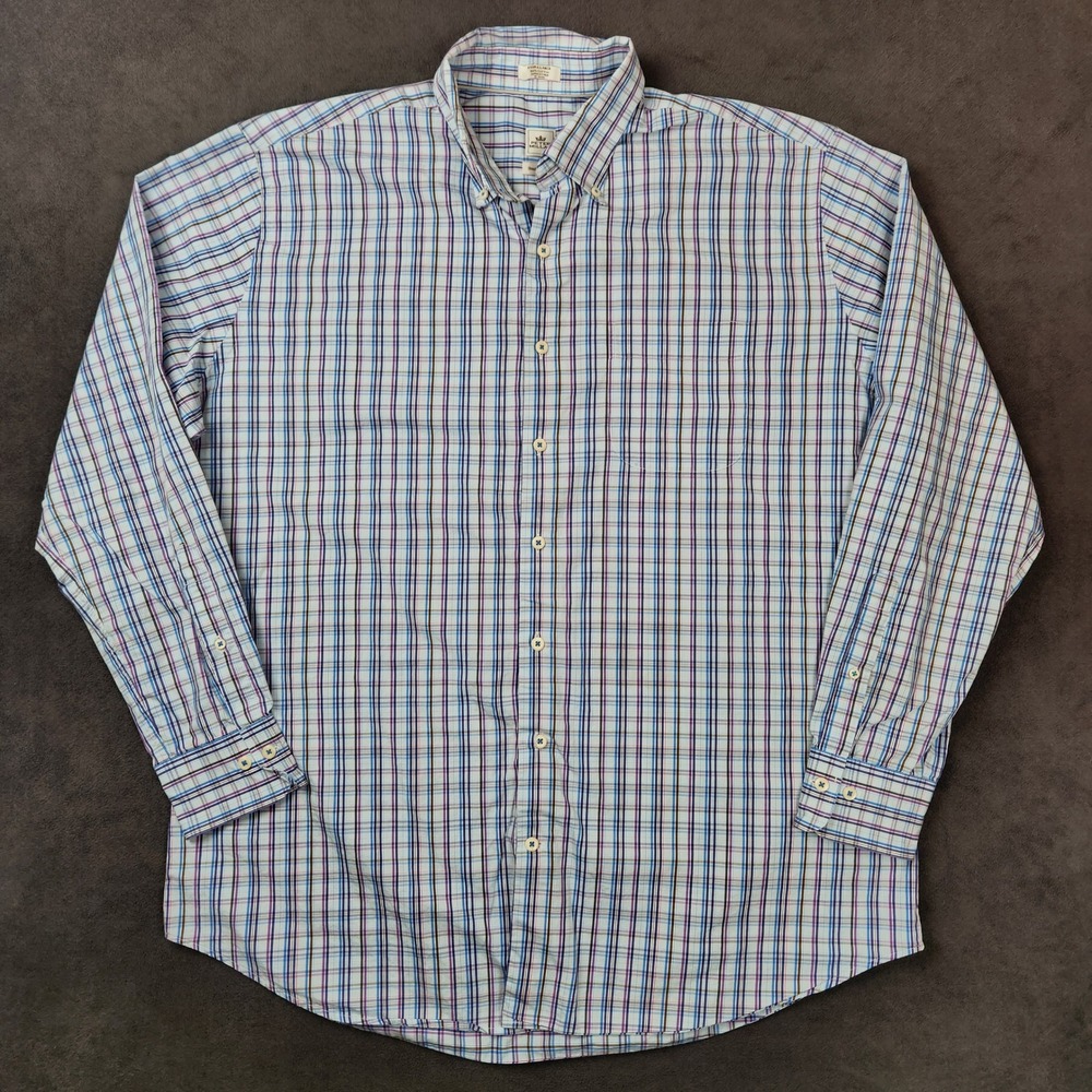 Peter Millar Shirt Mens Extra Large Plaid Seaside Finish‎ Long Sleeve Button Up